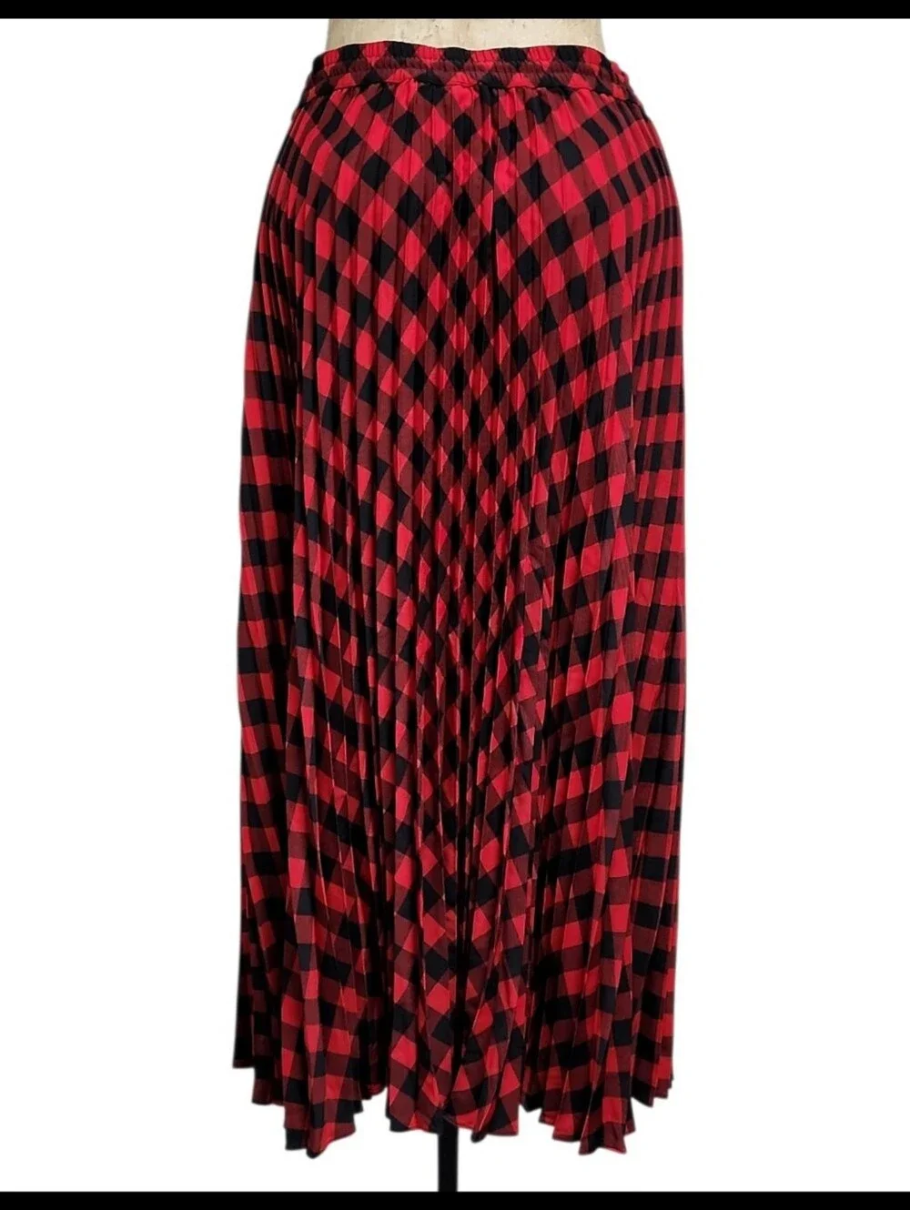 Woolrich x Target Pleated Long Length Buffalo Check Skirt Red Black Size Medium